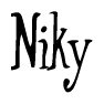 The image is a stylized text or script that reads 'Niky' in a cursive or calligraphic font.