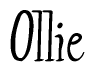 The image is a stylized text or script that reads 'Ollie' in a cursive or calligraphic font.