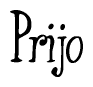 The image contains the word 'Prijo' written in a cursive, stylized font.