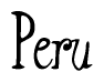 The image is of the word Peru stylized in a cursive script.