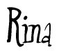 The image is a stylized text or script that reads 'Rina' in a cursive or calligraphic font.