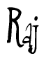 The image is of the word Raj stylized in a cursive script.