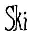 The image contains the word 'Ski' written in a cursive, stylized font.