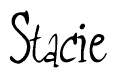 The image is of the word Stacie stylized in a cursive script.
