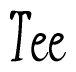 The image is of the word Tee stylized in a cursive script.
