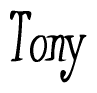 The image contains the word 'Tony' written in a cursive, stylized font.