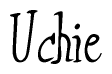 The image is of the word Uchie stylized in a cursive script.
