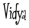 The image is of the word Vidya stylized in a cursive script.
