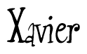 The image is of the word Xavier stylized in a cursive script.