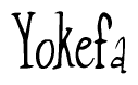 The image is of the word Yokefa stylized in a cursive script.