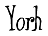 The image contains the word 'Yorh' written in a cursive, stylized font.