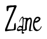 The image contains the word 'Zane' written in a cursive, stylized font.