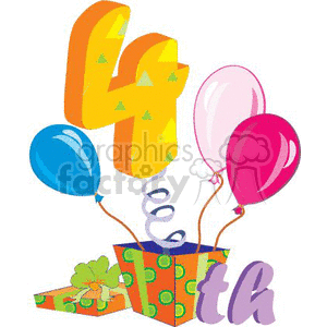 birthday birthdays anniversary anniversaries celebration celebrate present presents gift gifts 4th 4 balloon balloons party parties cartoon 4th