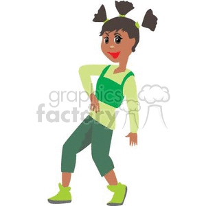 A Young Girl in Green Dancing clipart. Commercial use image # 369923