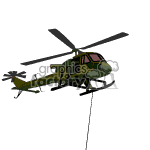 Huey droping a soldiers for combat. clipart.