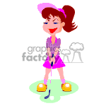 Female golfer getting ready to swing. animation. Commercial use animation # 370269