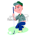clipart - Animated golfer eyeing up the hole.