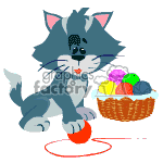 Kitten playing with some yarn. clipart. Commercial use image # 370349