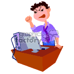 Man hitting his computer. clipart. Commercial use image # 370389