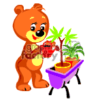 Teddy bear watering tthe plants. clipart. Commercial use image # 370439
