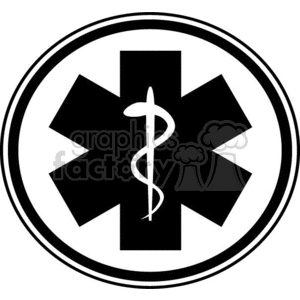 vector clip art vinyl-ready cutter black white medical health emergency symbol star of life Aesclepius wand serpent healing