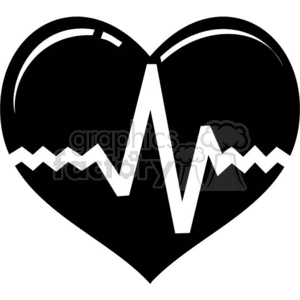 black heart with an ekg symbol