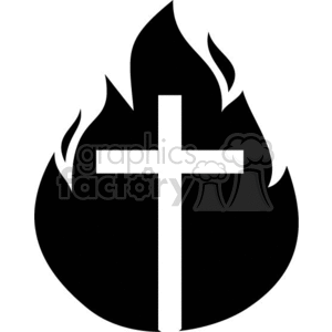 vector clip art vinyl-ready cutter black white religion religious fire flame cross pentecost