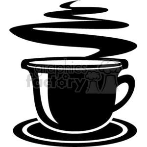 vector clip art vinyl-ready cutter black white java coffee cup cups steam hot morning breakfast caffeine beverage beverages steamy tea