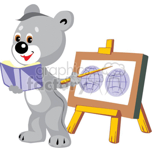 clipart - Teddy bear teaching school class.