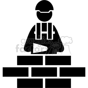black and white bricklayer clipart. Royalty-free image # 370837
