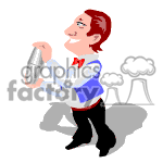 Animated bartender mixing drinks clipart.