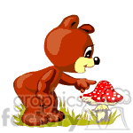 Teddy bear looking at a mushroom. animation. Commercial use animation # 371134