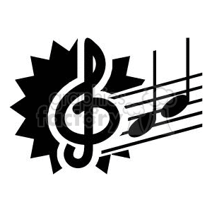 clipart - Treble clef and music notes.