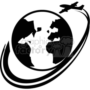 airplane flying around earth clipart.