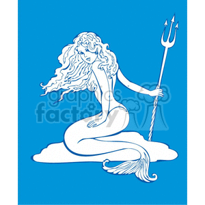 clipart - mermaid holding a pitch fork.