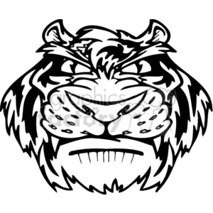 black and white cartoon tiger mascot clipart. Commercial use image # 372277