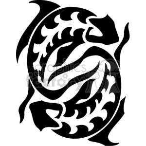 Zodiak vector vinyl-ready vinyl ready cutter black white clip art clipart images graphics tattoo tattoos art tribal Pisces fish horoscope astrology Chinese koi