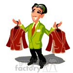 Clothing salesman showing sport coats clipart. Commercial use image # 372550