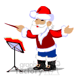 Santa being a conducting an orchestra. clipart.