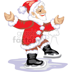 Happy Santa Claus Trying to Ice Skate