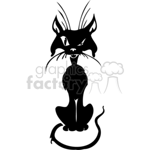 Black cat sitting up straight watching you clipart. Commercial use image # 372933