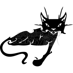 Black cat relaxing on its side clipart. Royalty-free image # 372923