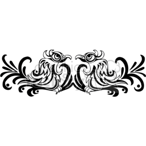Black and white art of two tribal birds seated face to face clipart. Royalty-free image # 373103