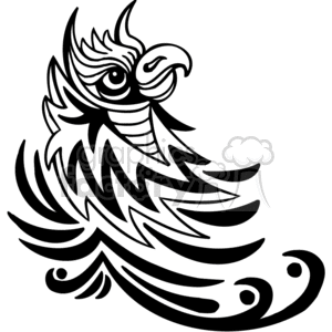 Black and white tribal bird with the appearance of horns clipart. Commercial use image # 373108