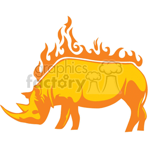 flaming rhinoceros clipart. Commercial use image # 373268