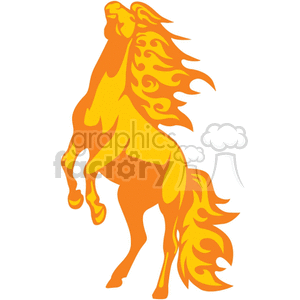 flaming horse on white
