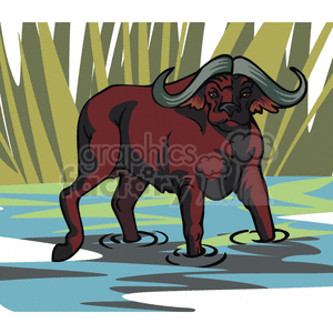 Ox in the water clipart. Commercial use image # 129228