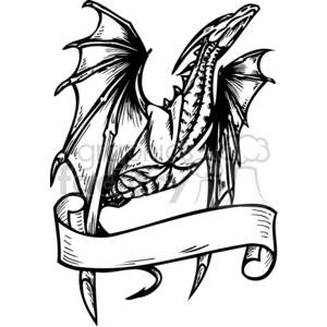 dragon dragons eps jpg png gif vector clipart images vinyl-ready vinyl+ready cutter banner scroll scrolls black+white