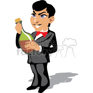 clipart - man holding a bottle of champagne.