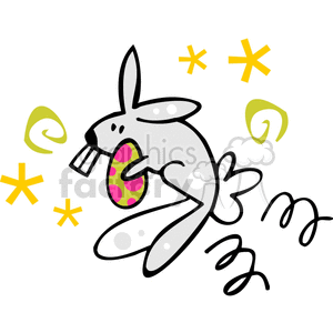 Easter Bunny holding an Easter Egg clipart.